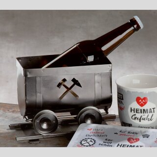 Flaschenhalter, "Förderwagen", Hammer & Meißel-Motiv