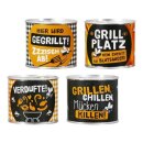 Kerzendose, zylindrisch, "Grill", Spruch,...