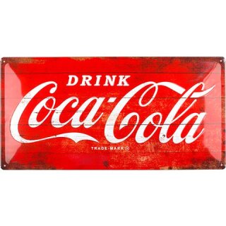 Blechschild 25 x 50 cm - Coca-Cola - Logo Red